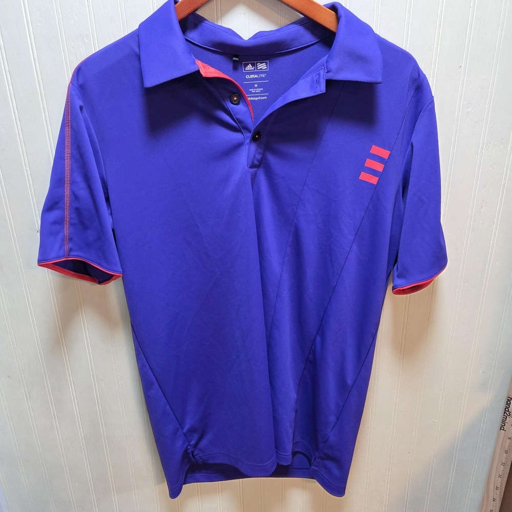 Adidas Climalite Golf Polo Shirt Mens Medium Purple Short Sleeve Performance